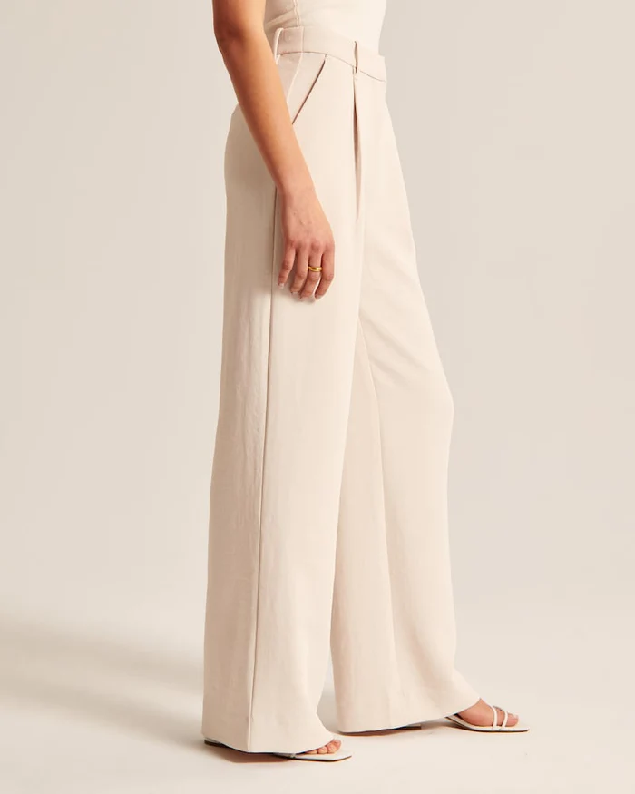 Olivia Sydney - Custom Beige Wide-Leg Trousers