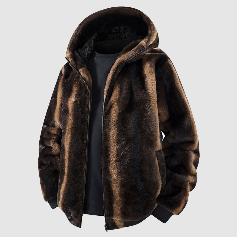 Olivia Sydney - Men's Faux Fur Hooded Coat