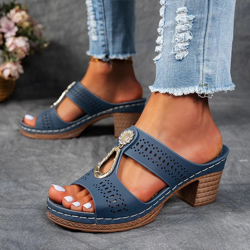 Olivia Sydney - elegant orthopedic sandal with block heel