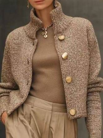 Olivia Sydney - Short Cardigan with High Collar and Buttons