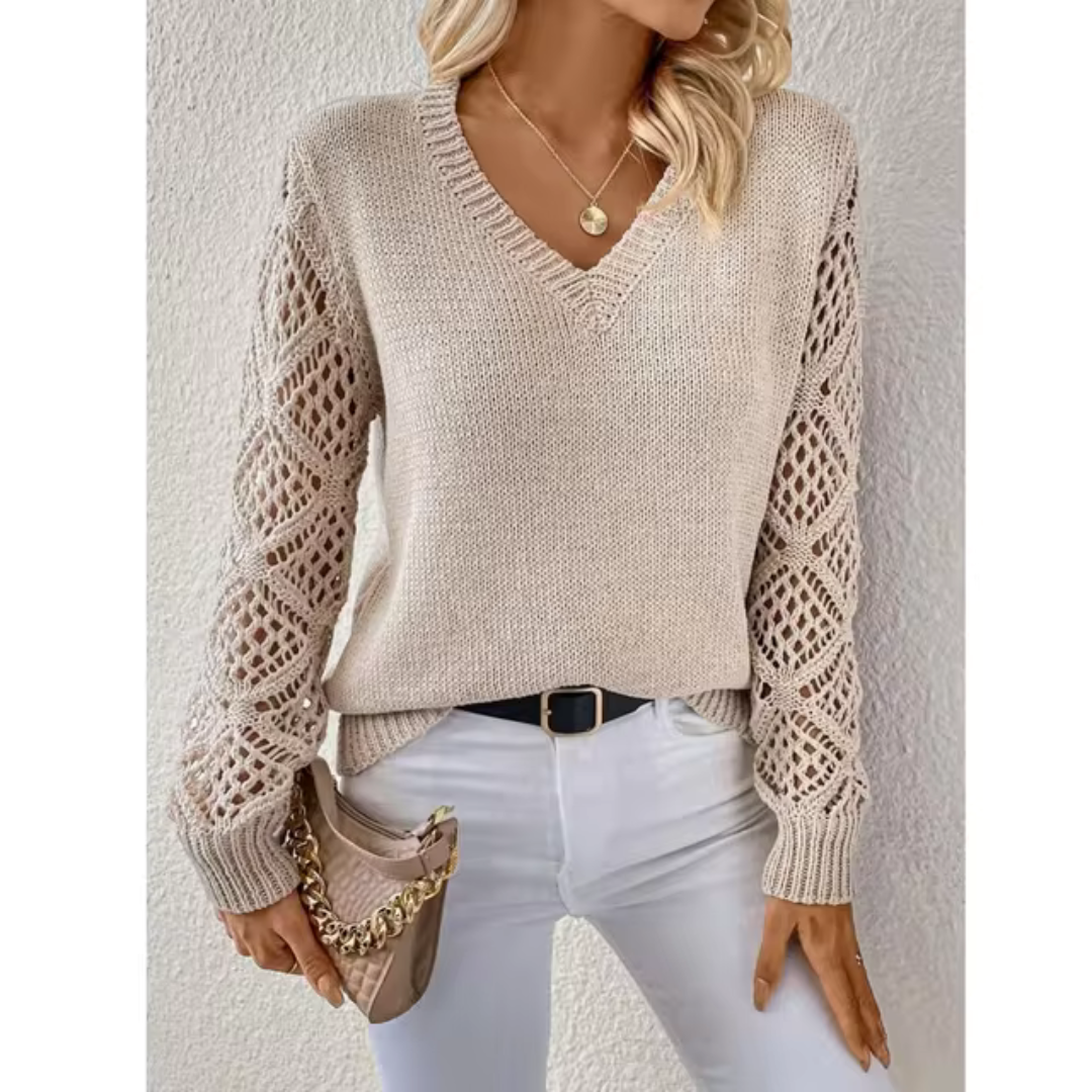 Olivia Sydney - Casual Knit Sweater with V-Neck