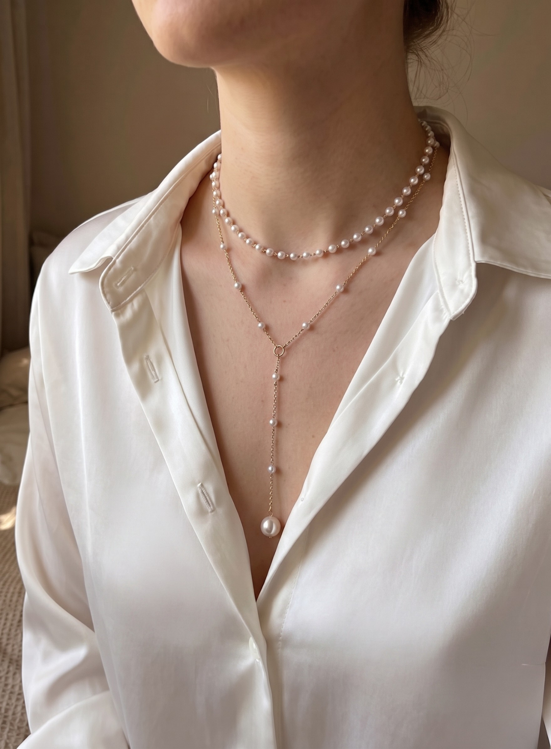 Olivia Sydney - Double Pearl Necklace