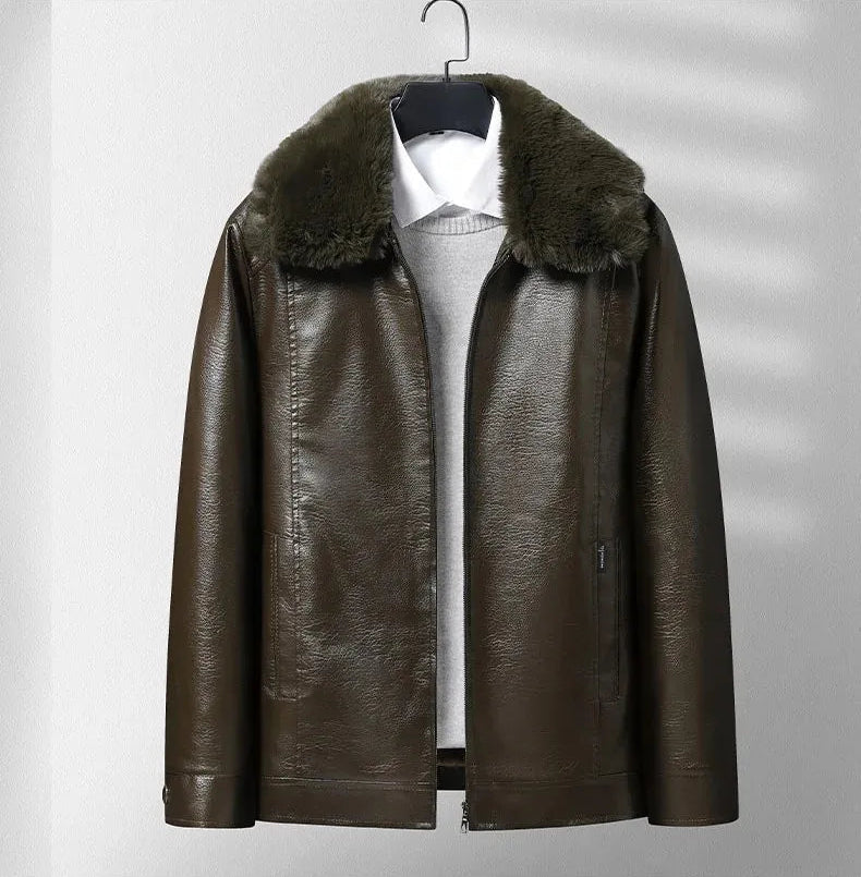 Olivia Sydney - Thickened Fleece Leather Jacket