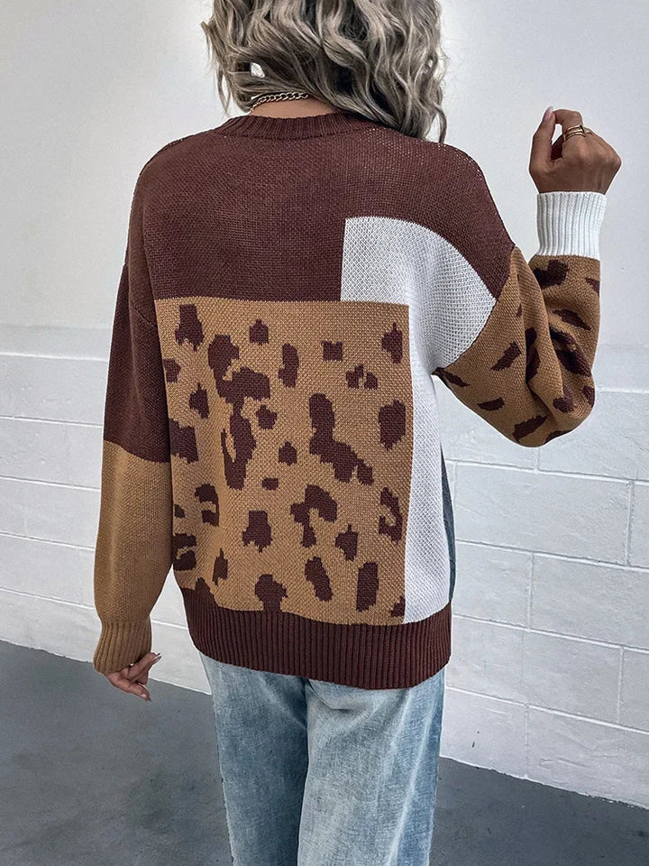 Olivia Sydney - Vintage Leopard Patchwork Sweater