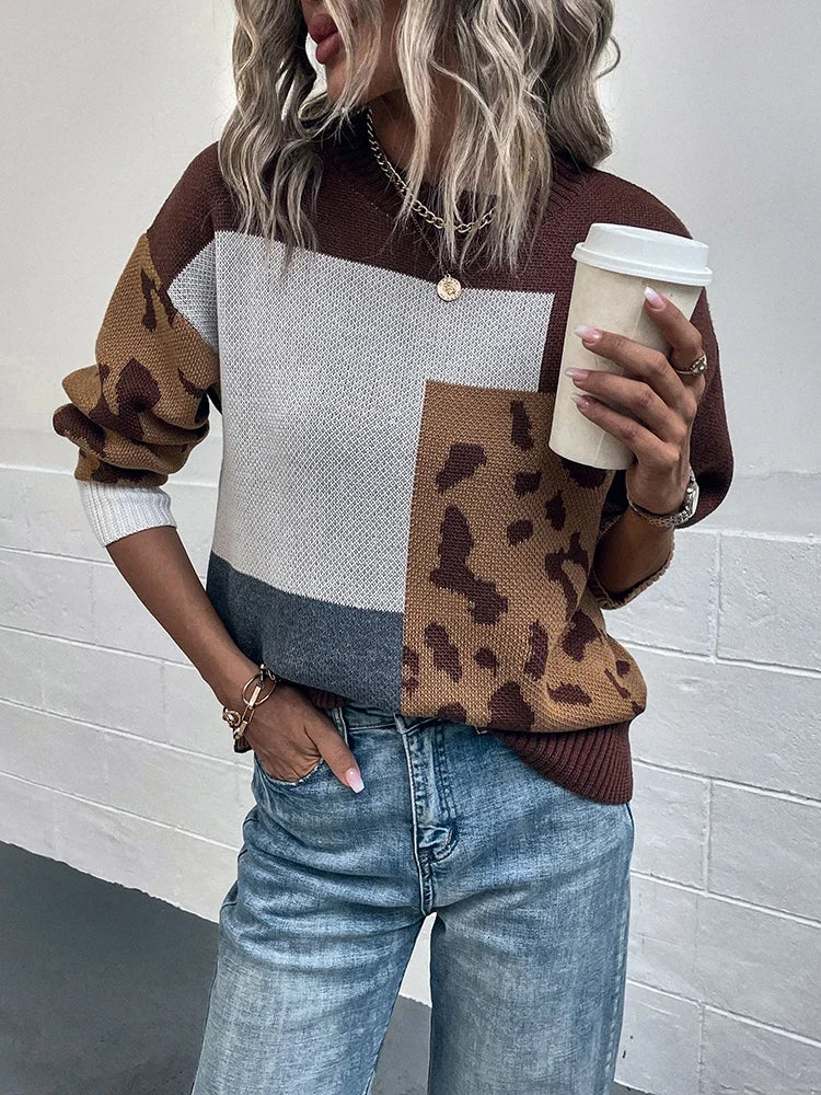 Olivia Sydney - Vintage Leopard Patchwork Sweater
