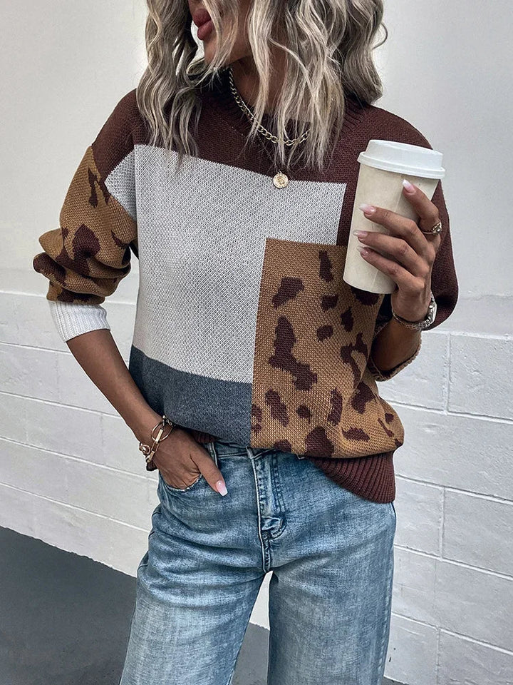 Olivia Sydney - Vintage Leopard Patchwork Sweater