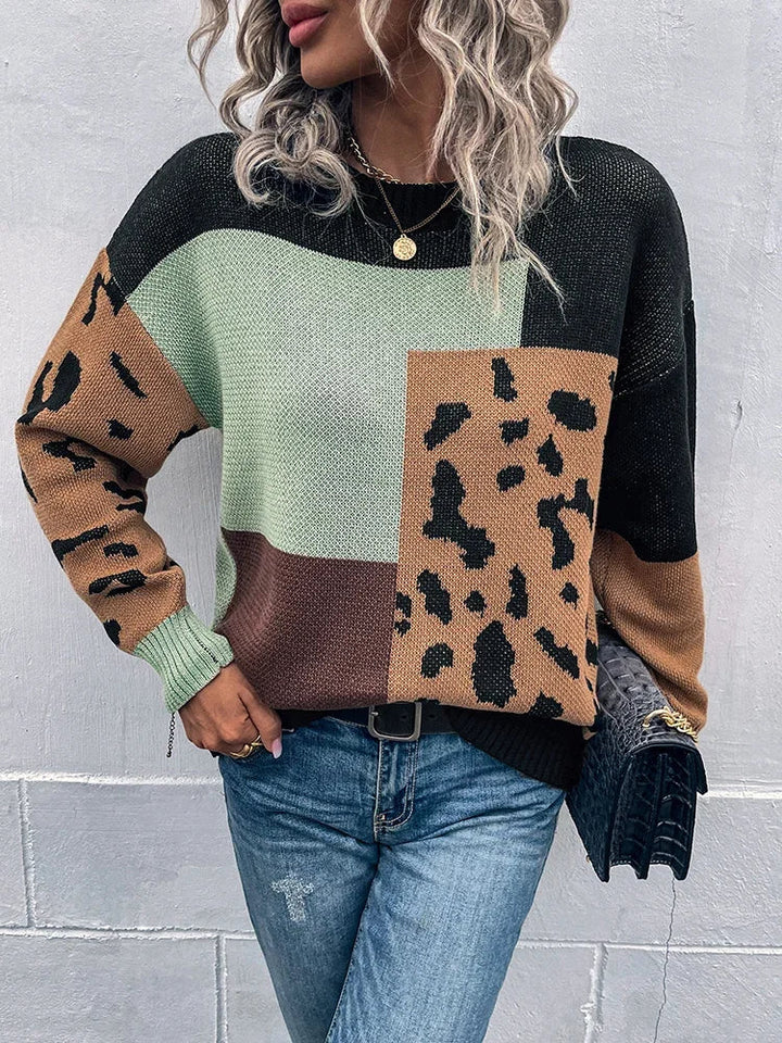 Olivia Sydney - Vintage Leopard Patchwork Sweater