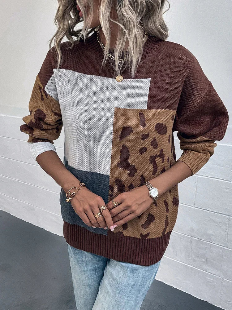 Olivia Sydney - Vintage Leopard Patchwork Sweater