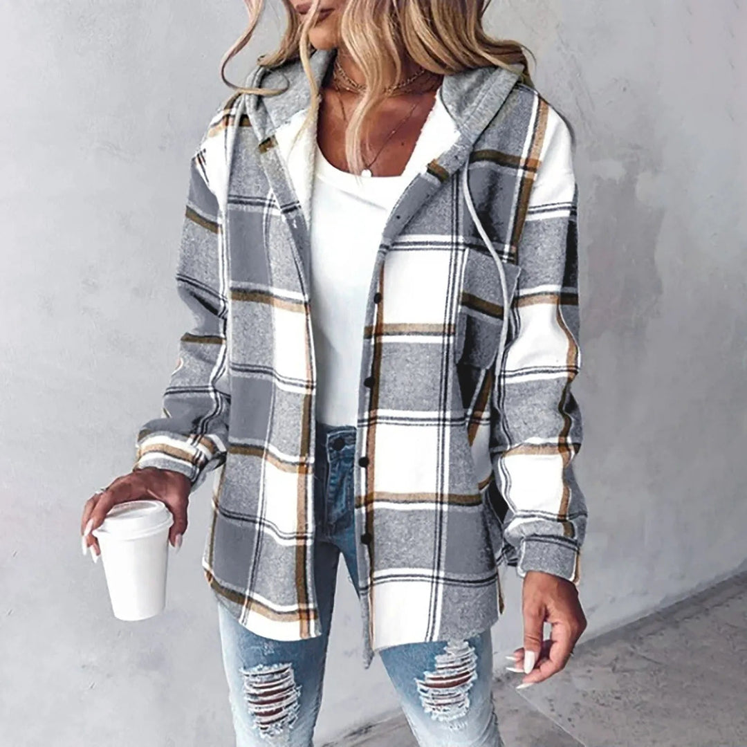 Olivia Sydney - Women's Plaid Jacket with Buttons