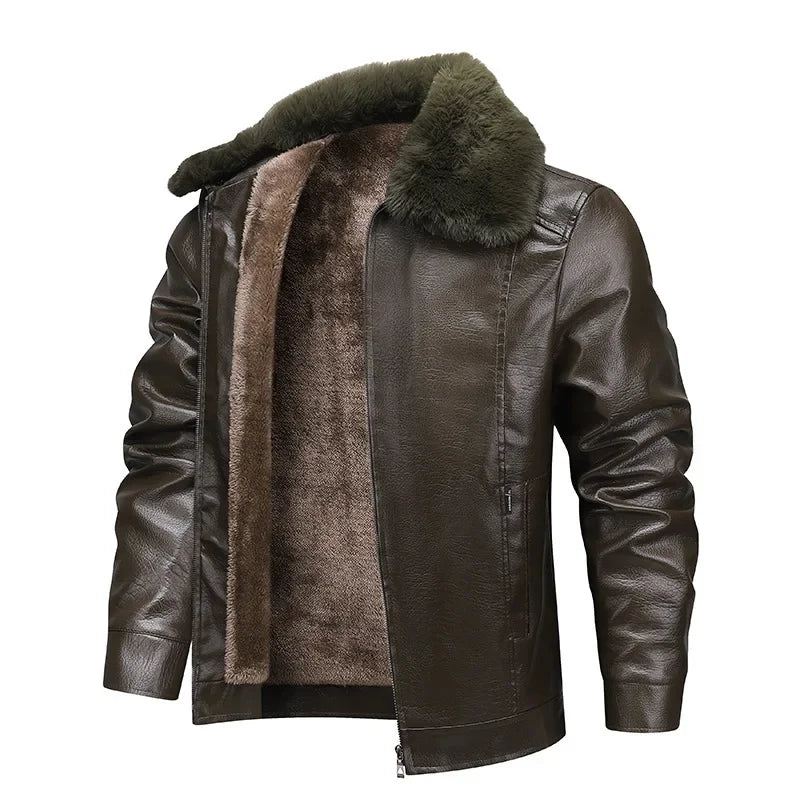 Olivia Sydney - Thickened Fleece Leather Jacket