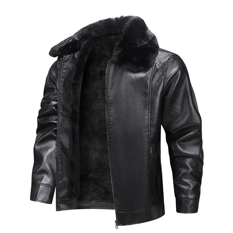 Olivia Sydney - Thickened Fleece Leather Jacket