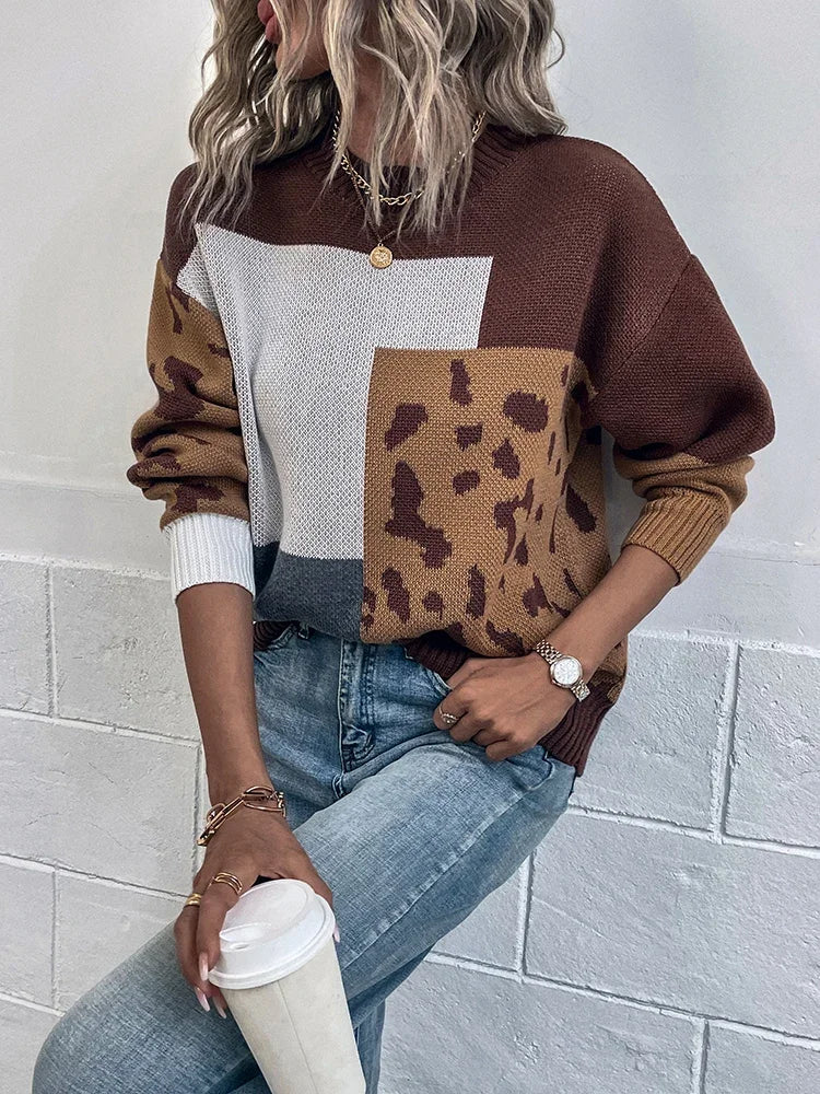 Olivia Sydney - Vintage Leopard Patchwork Sweater