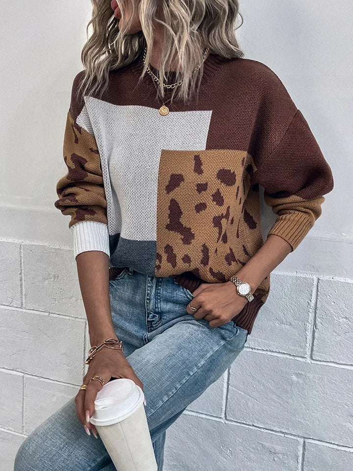 Olivia Sydney - Vintage Leopard Patchwork Sweater