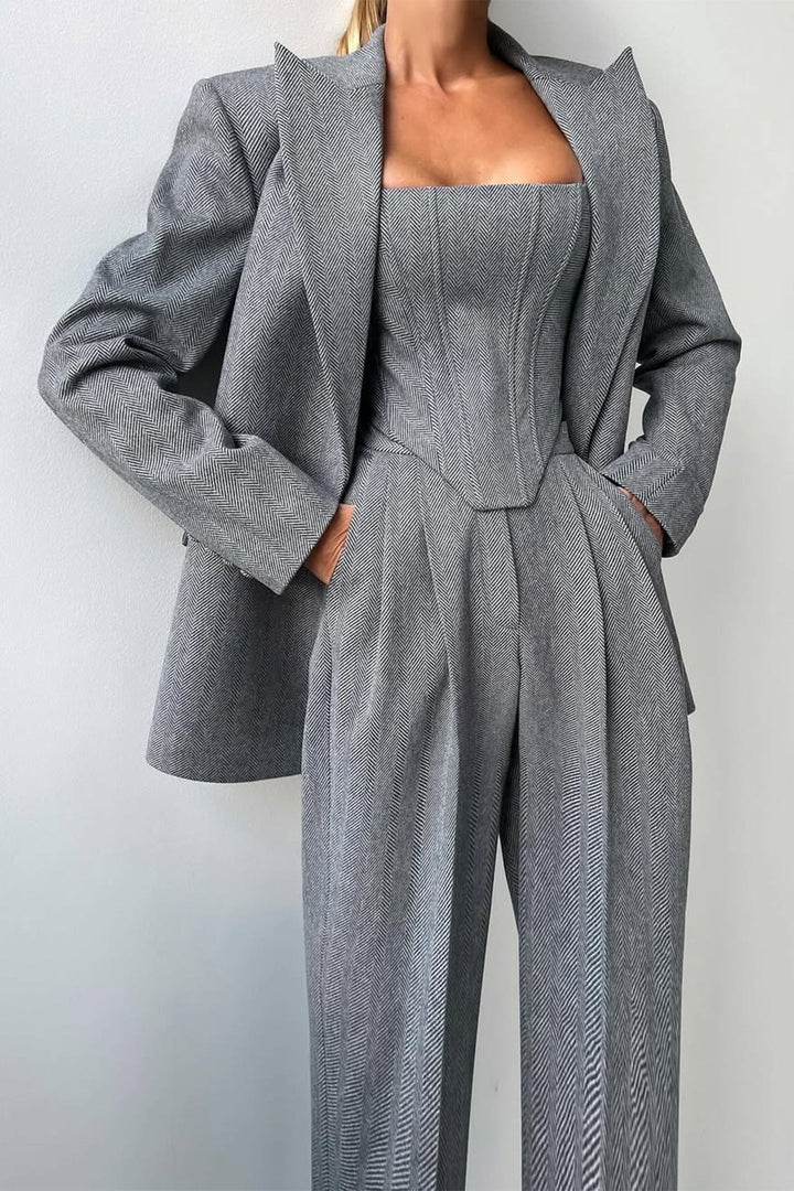 Olivia Sydney - Three-Piece Set with Overlapping Blazer