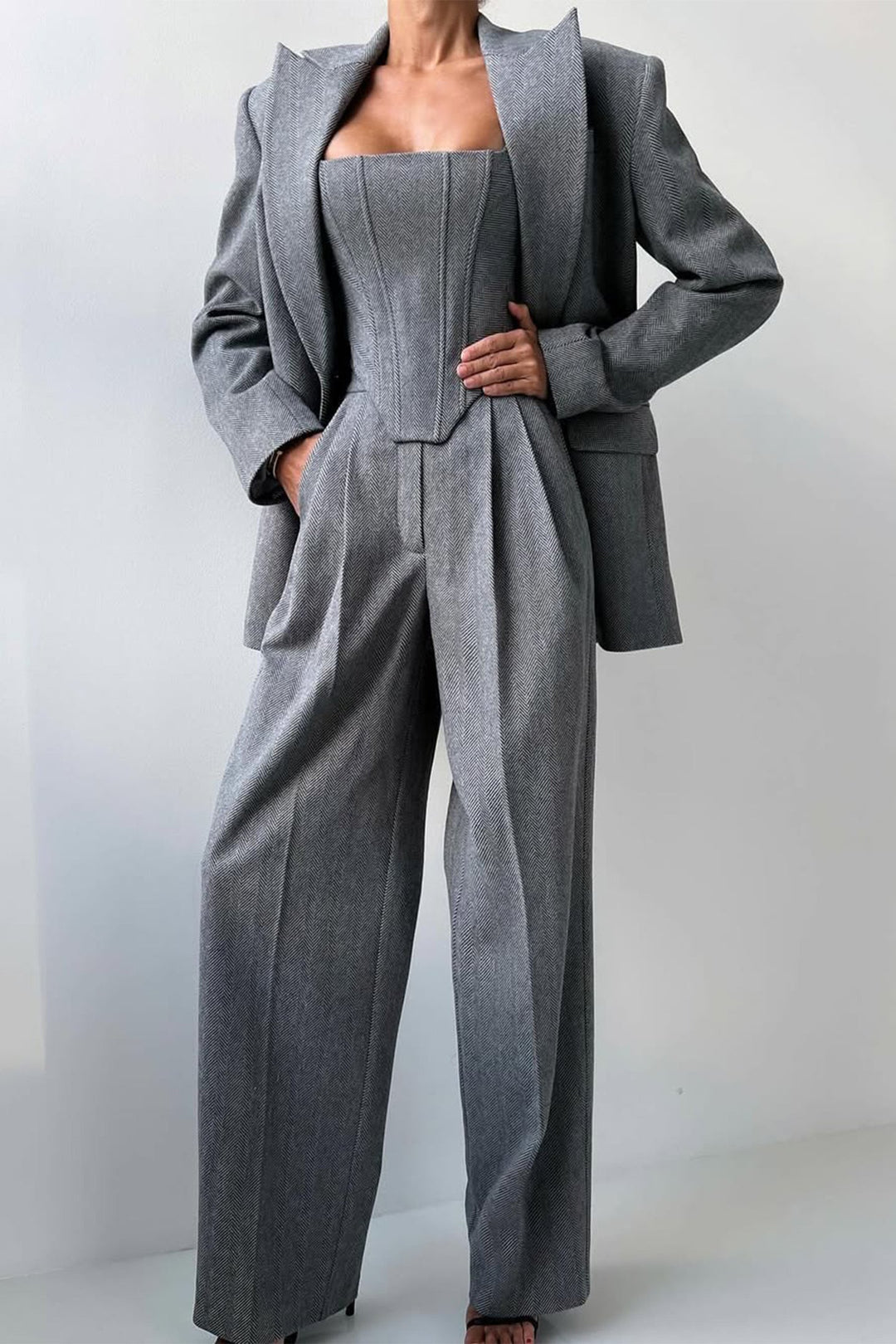 Olivia Sydney - Three-Piece Set with Overlapping Blazer