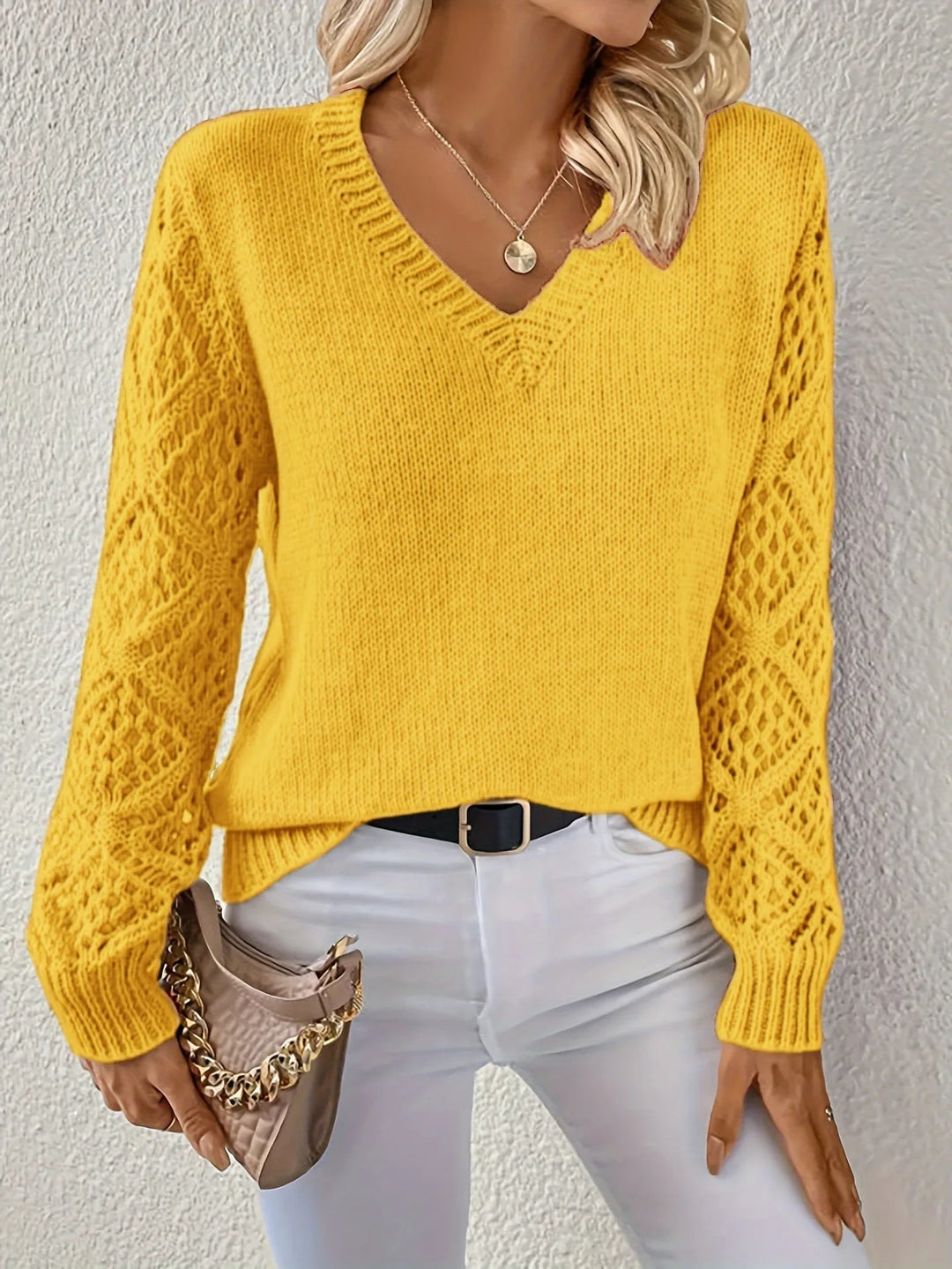Olivia Sydney - Casual Knit Sweater with V-Neck