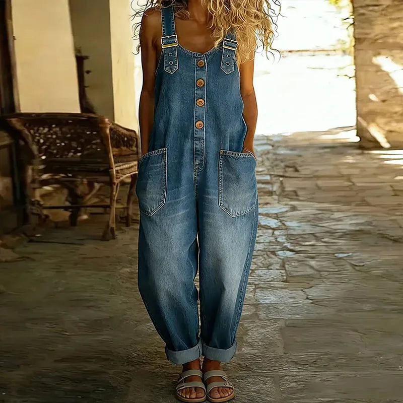 Olivia Sydney - Vintage Overalls in Soft Cotton with Denim Effect