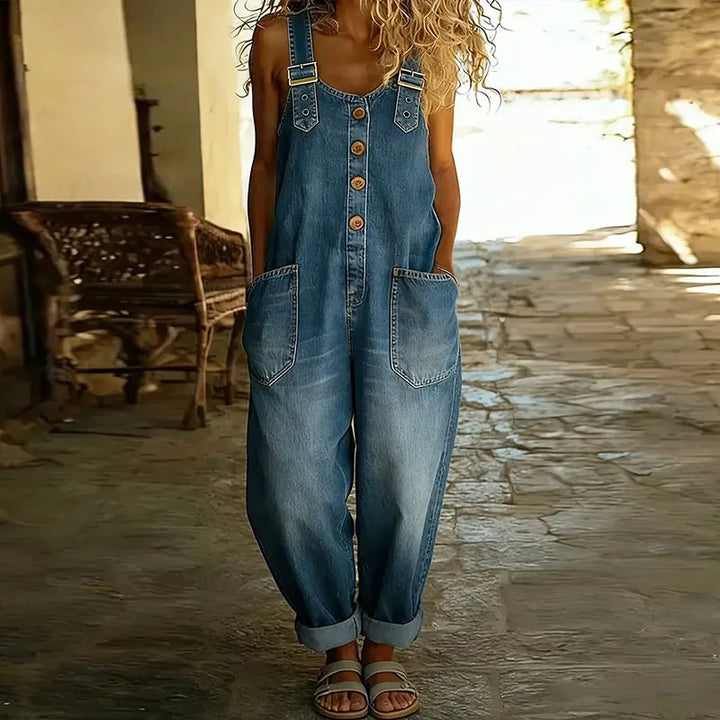 Olivia Sydney - Vintage Overalls in Soft Cotton with Denim Effect