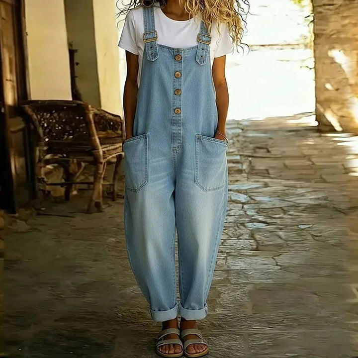 Olivia Sydney - Vintage Overalls in Soft Cotton with Denim Effect