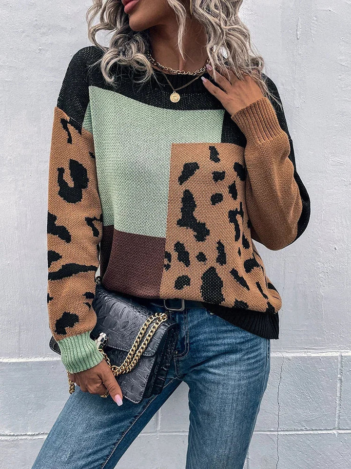 Olivia Sydney - Vintage Leopard Patchwork Sweater