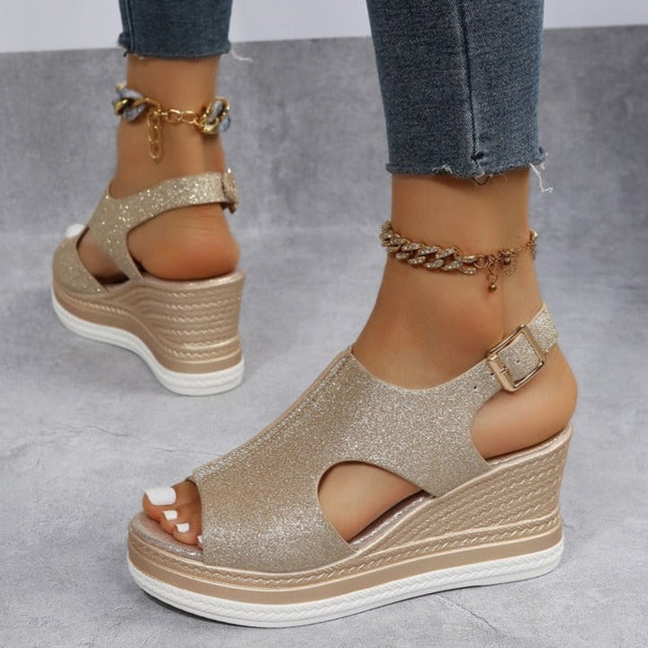 Olivia Sydney - Relaxing Metallic Heel Sandal