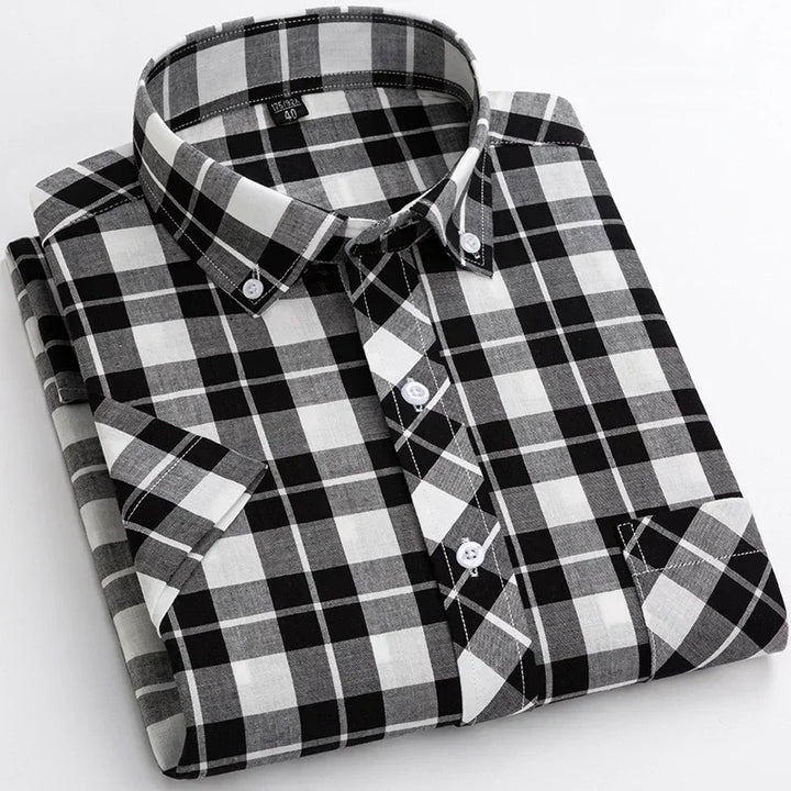 Olivia Sydney - Checkered Cotton Short Sleeve Shirt