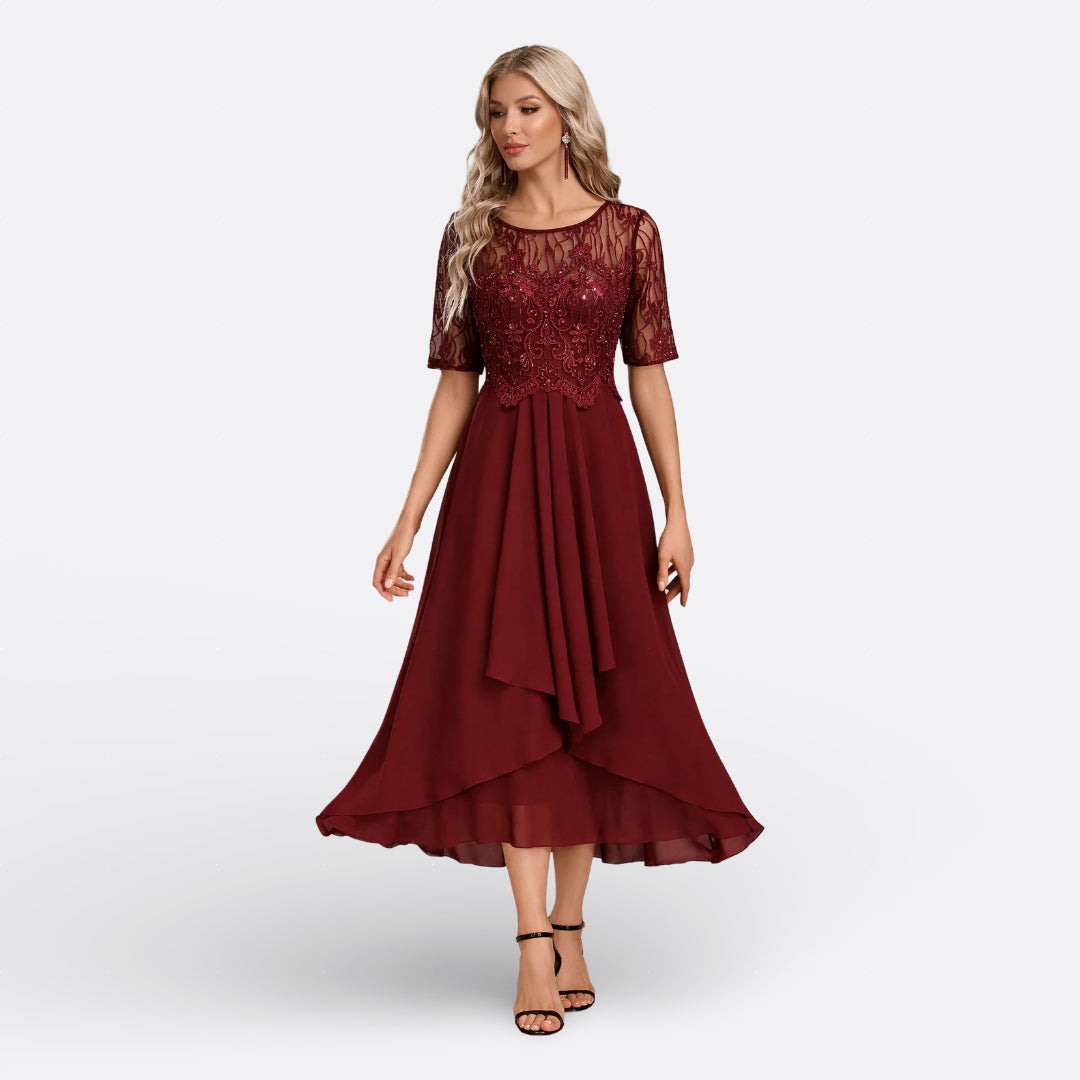 Olivia Sydney - Navy Blue Lace Short Sleeve Dress