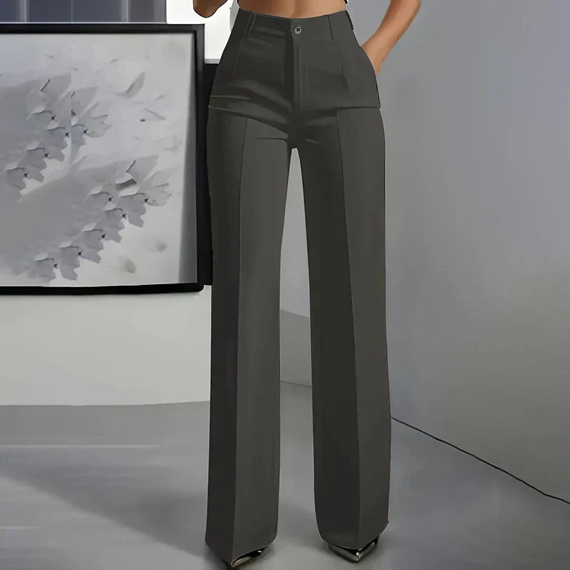 Olivia Sydney - Elegant High-Waisted Straight-Leg Trousers