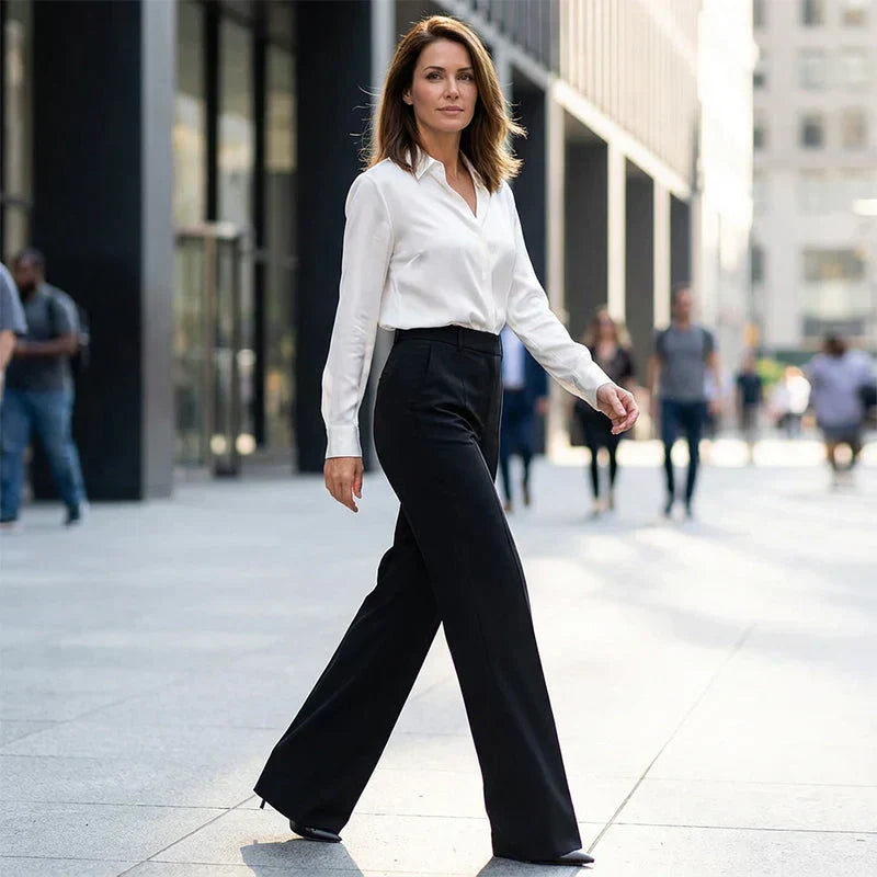 Olivia Sydney - Elegant High-Waisted Straight-Leg Trousers
