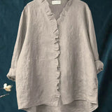 Lily | Bluza od pamuka i lana s volanima
