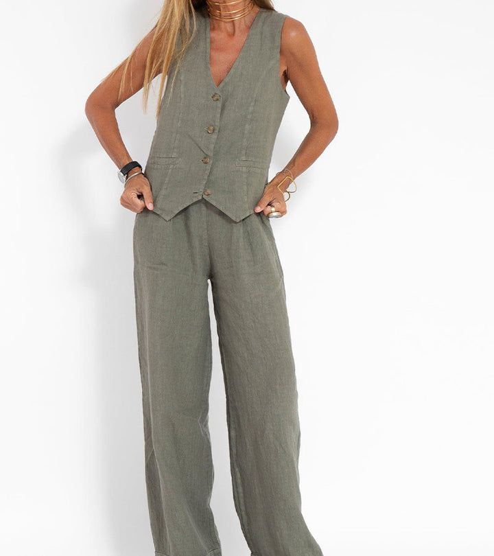Olivia Sydney - Wide Leg Pants Set with Vest