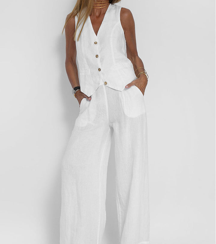 Olivia Sydney - Wide Leg Pants Set with Vest