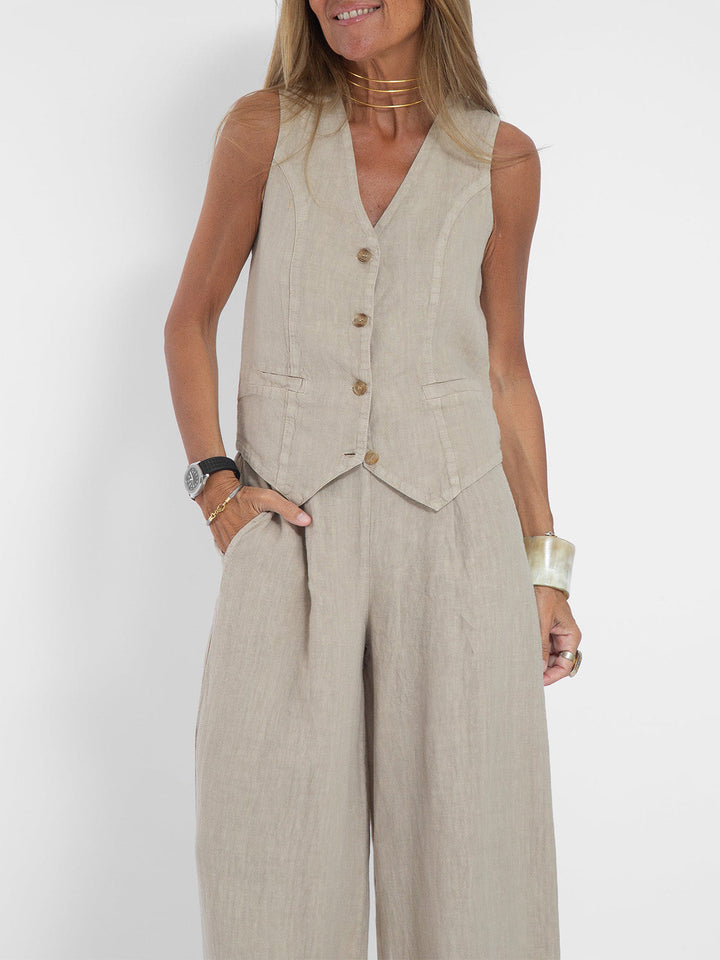 Olivia Sydney - Wide Leg Pants Set with Vest