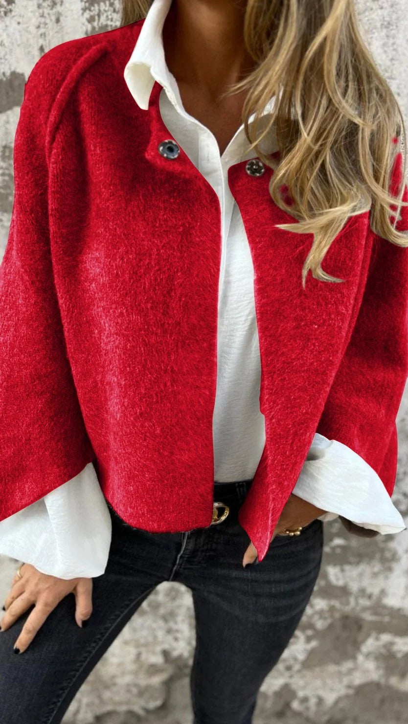 Olivia Sydney - Wool Coat with Round Collar and Long Sleeves
