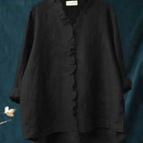 Lily | Bluza od pamuka i lana s volanima