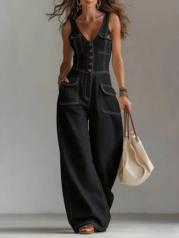 Olivia Sydney - Loose Denim Jumpsuit