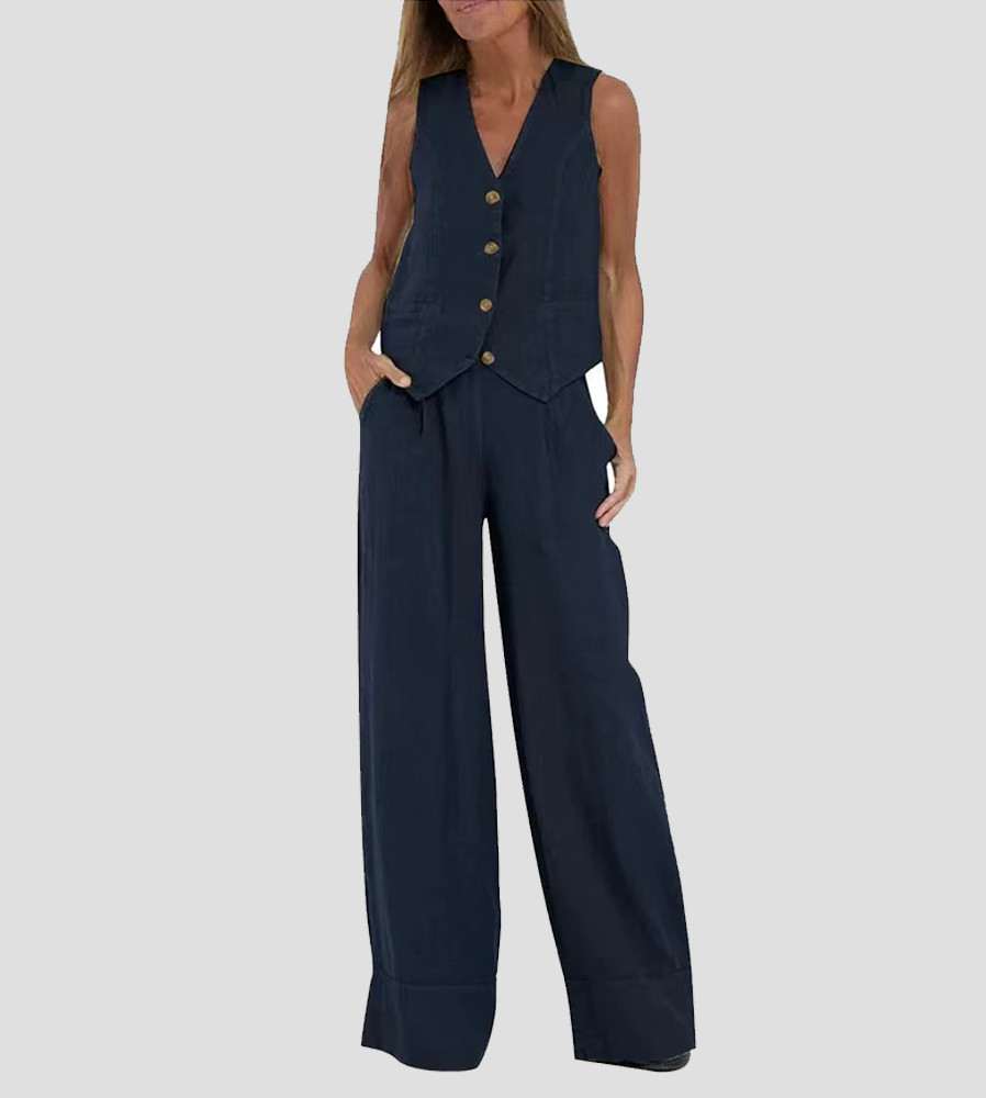 Olivia Sydney - Wide Leg Pants Set with Vest