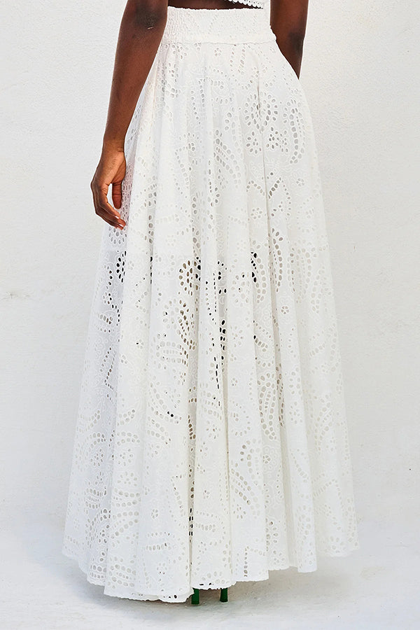 Olivia Sydney - Embroidered Two-Piece Set with High-Waisted Skirt and Pockets