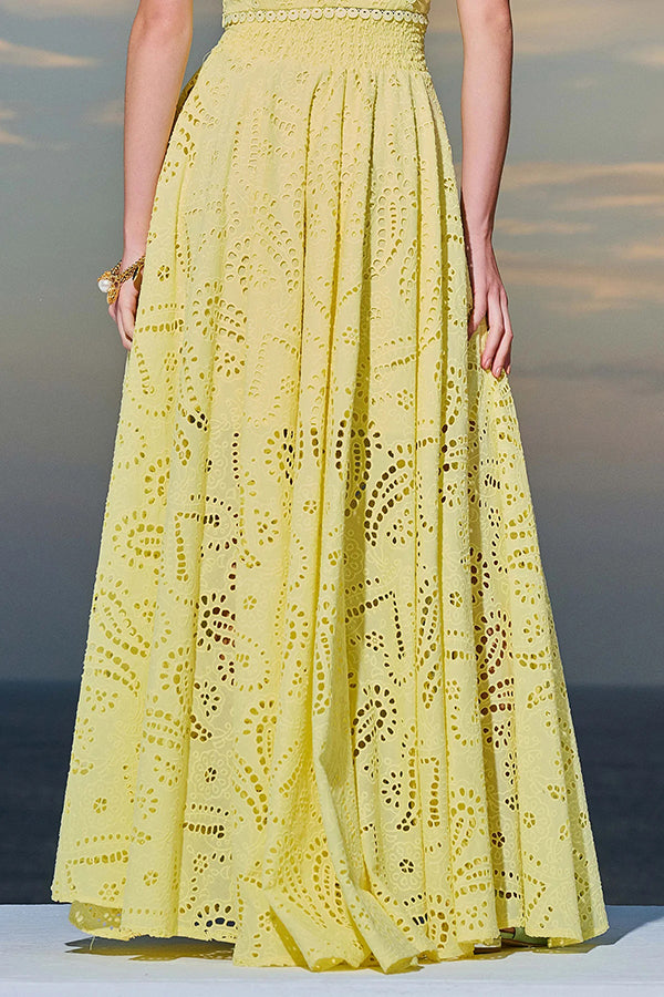 Olivia Sydney - Embroidered Two-Piece Set with High-Waisted Skirt and Pockets
