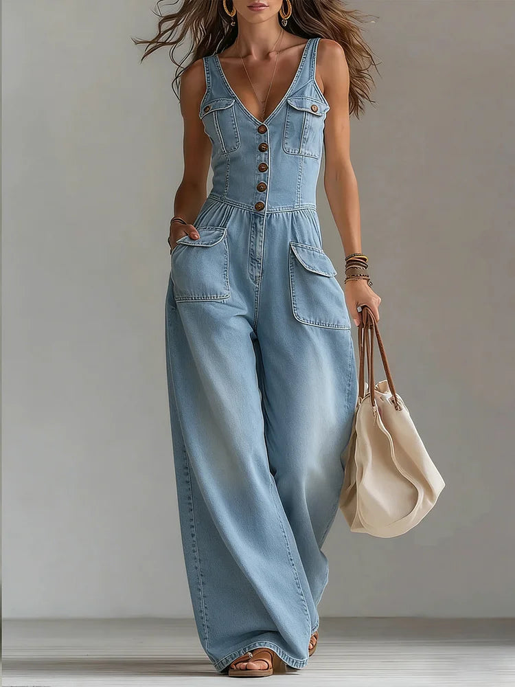 Olivia Sydney - Loose Denim Jumpsuit