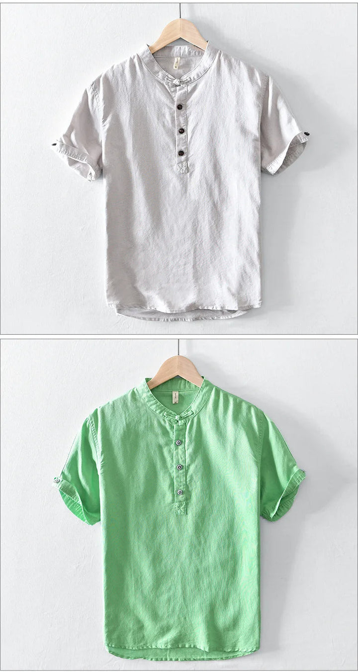Olivia Sydney - Short-Sleeve Cotton Linen Shirt