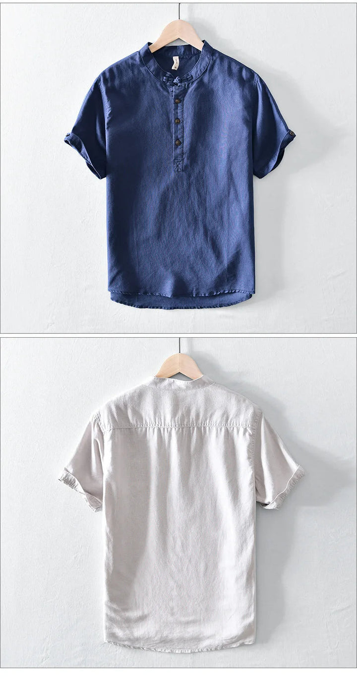 Olivia Sydney - Short-Sleeve Cotton Linen Shirt