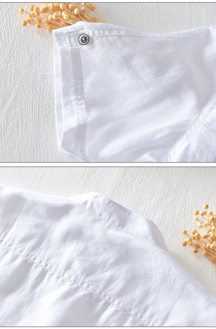 Olivia Sydney - Short-Sleeve Cotton Linen Shirt