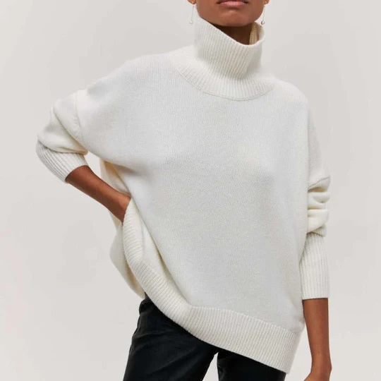 Olivia Sydney - Oversized cotton sweater with a downturned collar