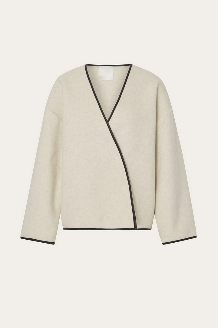 Olivia Sydney - Short French Minimalist Style Coat with Scarf