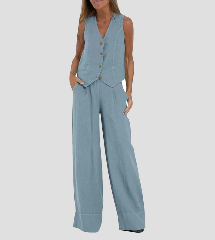 Olivia Sydney - Wide Leg Pants Set with Vest