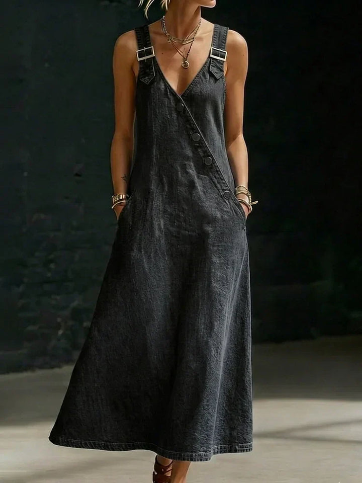 Olivia Sydney - Long Denim Dress with Buttons