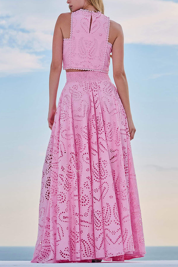 Olivia Sydney - Embroidered Two-Piece Set with High-Waisted Skirt and Pockets