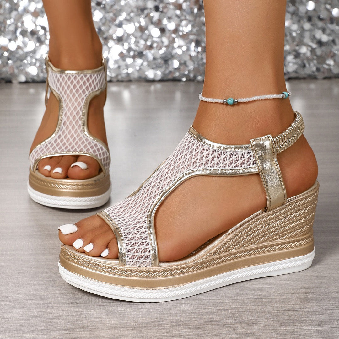 Olivia Sydney - Mesh High-Heeled Sandals for Confident Pairing