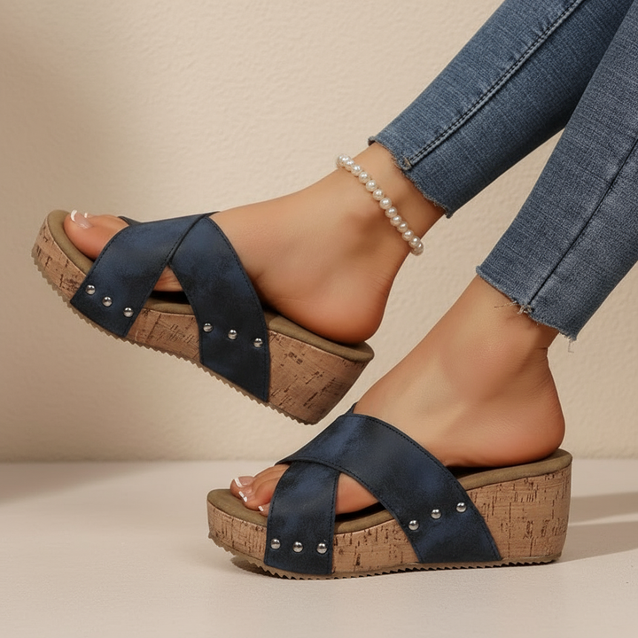 Olivia Sydney - Bohemian Heeled Sandal with Crossed Straps